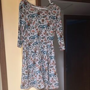 Floral Bicycle Print Dress